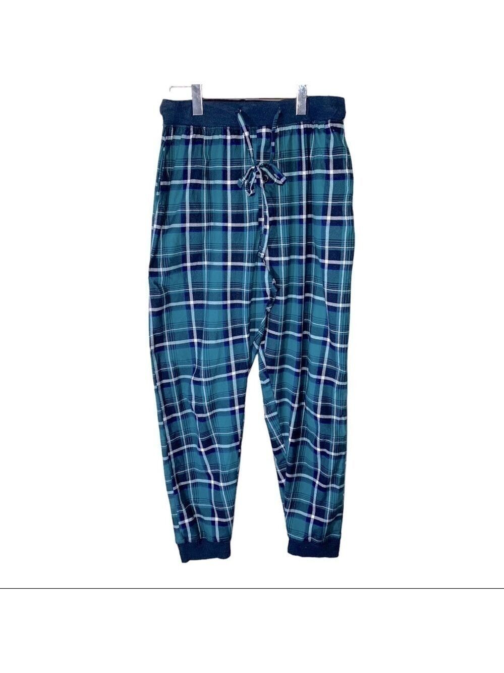 Rocawear Men's Size Large Plaid Flannel Drawstring Green Blue Lounge wear Pants